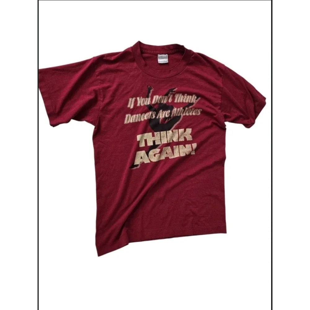 Vintage 90s Fruit of the Loom Best T-Shirt Dancers Are Athletes Maroon M USA Mad